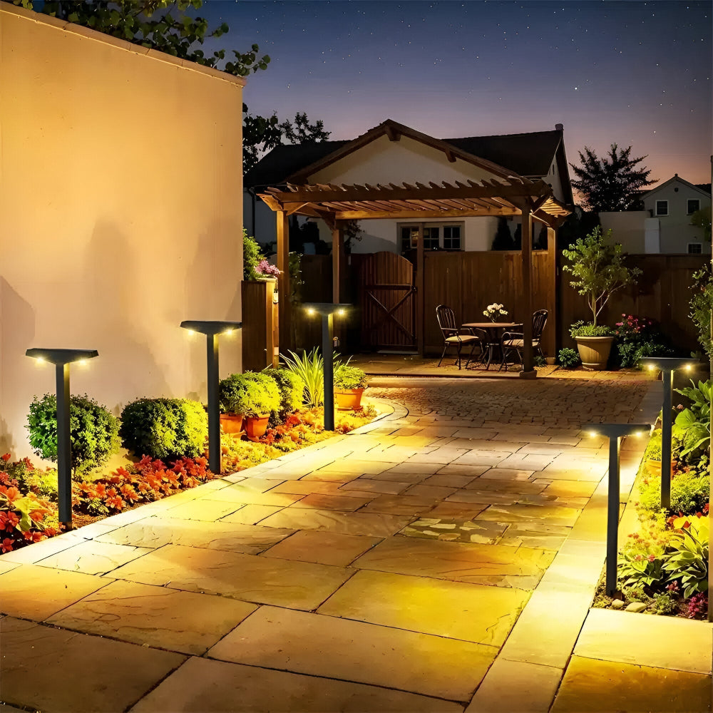 Balises solaires de jardin lot de 4 IP65 hauteur réglable 60 cm éclairage LED allée terrasse extérieur sans fil | Koossa
