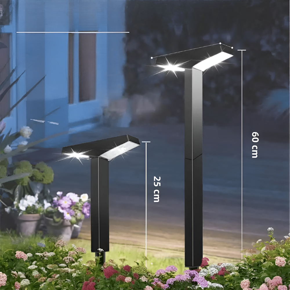 Balises solaires de jardin lot de 4 IP65 hauteur réglable 60 cm éclairage LED allée terrasse extérieur sans fil | Koossa