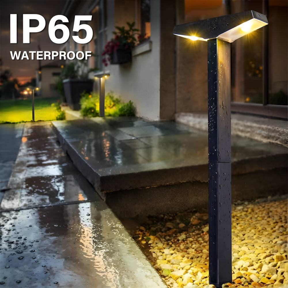 Balises solaires de jardin lot de 4 IP65 hauteur réglable 60 cm éclairage LED allée terrasse extérieur sans fil | Koossa