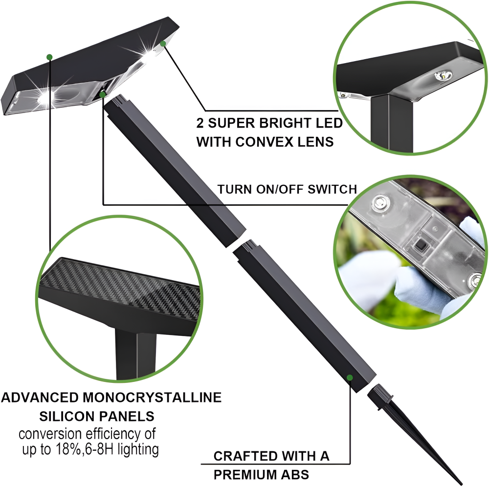 Balises solaires de jardin lot de 4 IP65 hauteur réglable 60 cm éclairage LED allée terrasse extérieur sans fil | Koossa