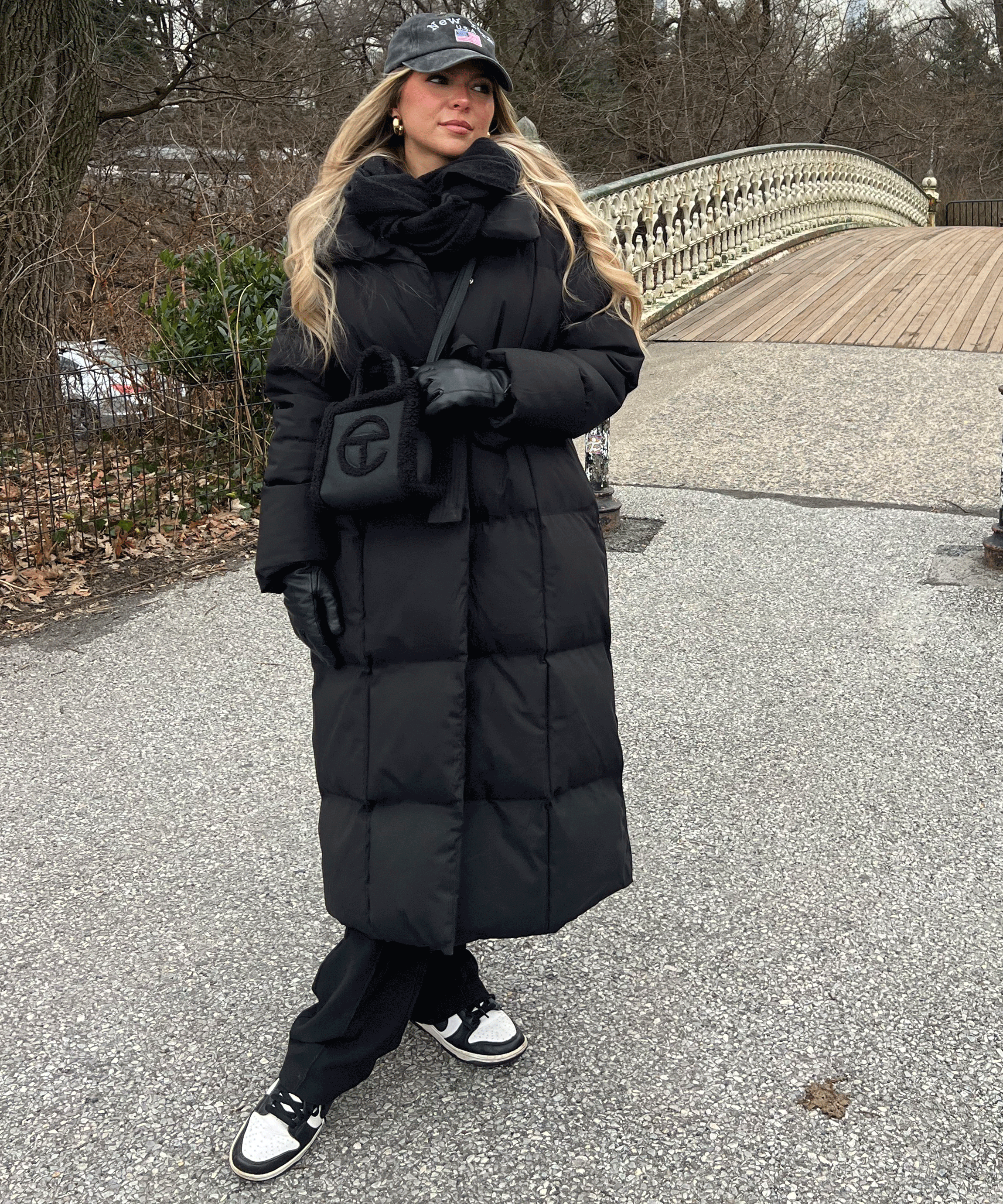 Women's Black Maxi Puffer Coat with Belt — Elegant Long Winter Jacket for Cold Weather & Everyday Style | Koossa