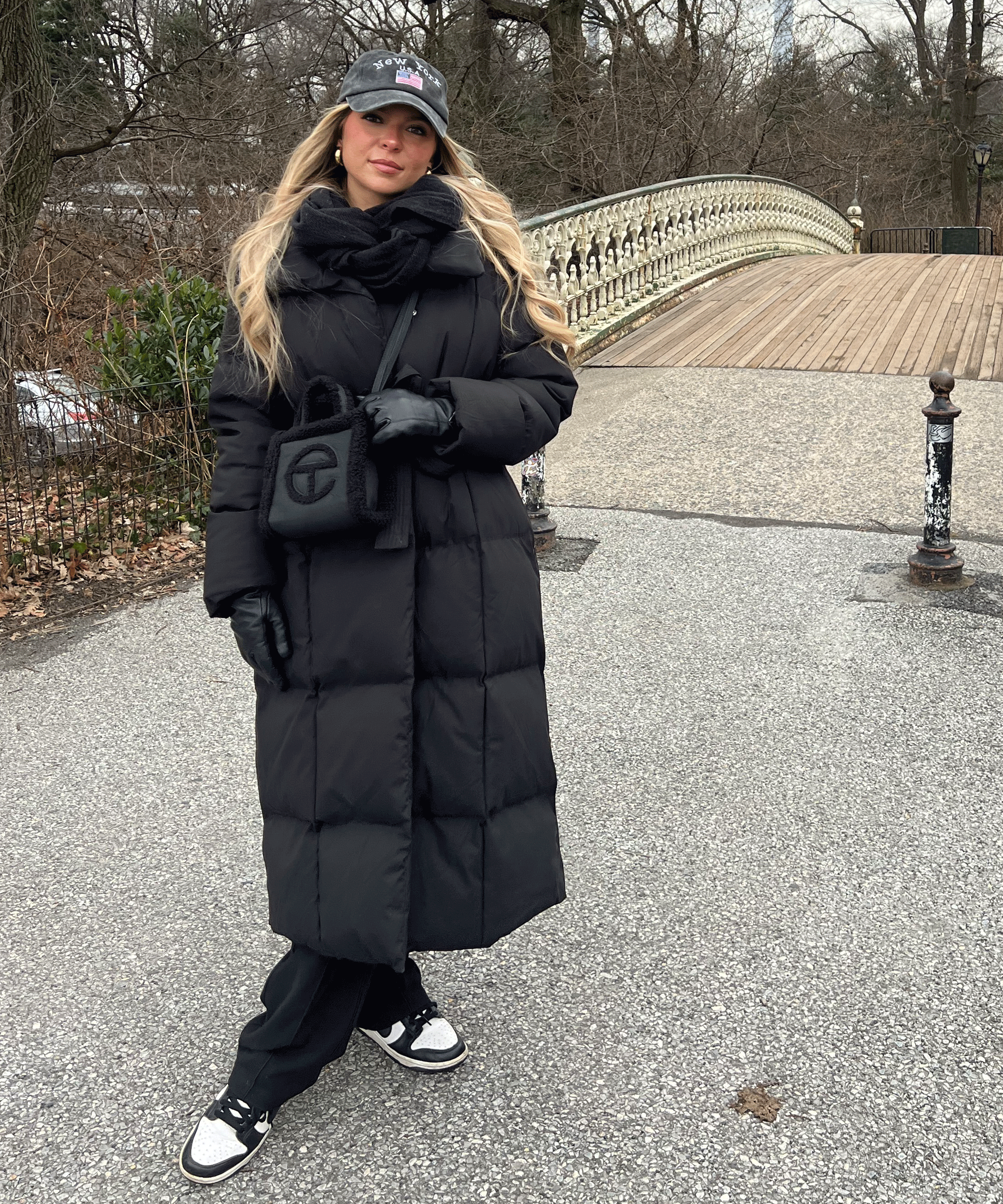 Women's Black Maxi Puffer Coat with Belt — Elegant Long Winter Jacket for Cold Weather & Everyday Style | Koossa
