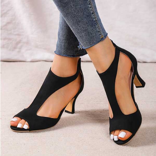 Women's Orthopedic Open-Toe Heels with Arch Support for All-Day Elegance and Comfort | Koossa