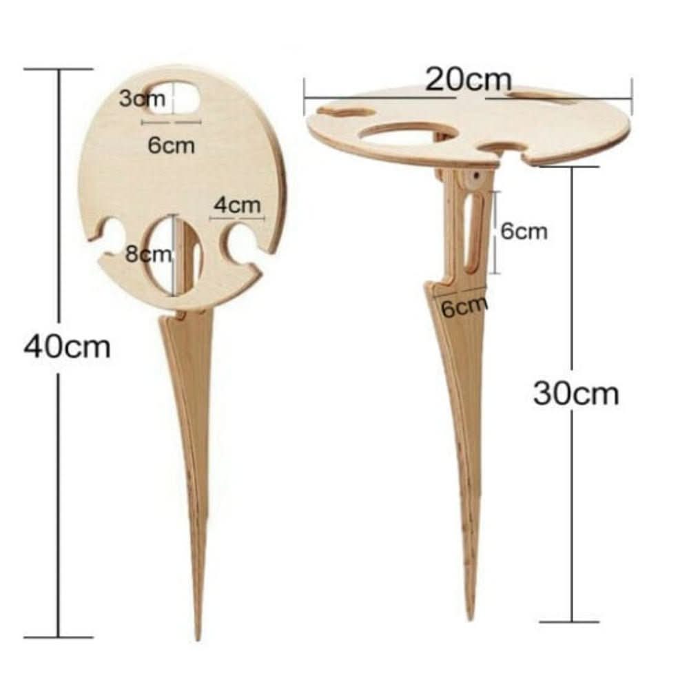 Table à vin portable pour pique-nique extérieur avec support bouteille et verres stabilisés terrasse jardin | Koossa