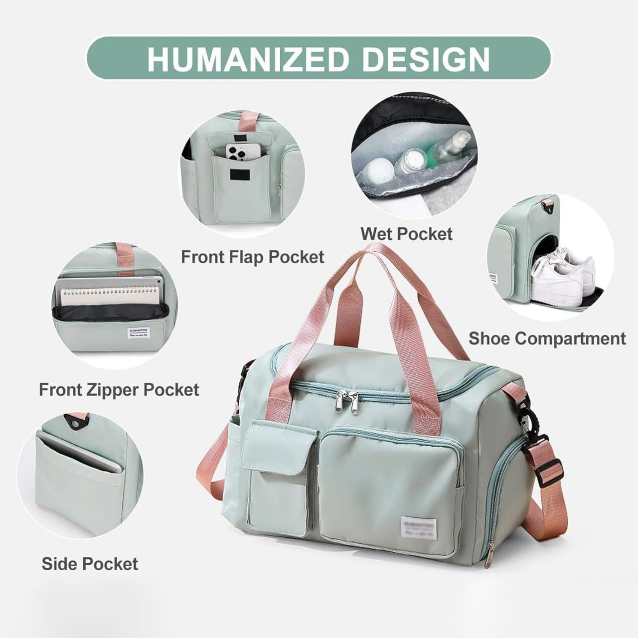 Sports Duffle Weekend Bag with Separate Shoe Compartment — Multi-Pocket Travel Holdall for Gym & Leisure | Koossa