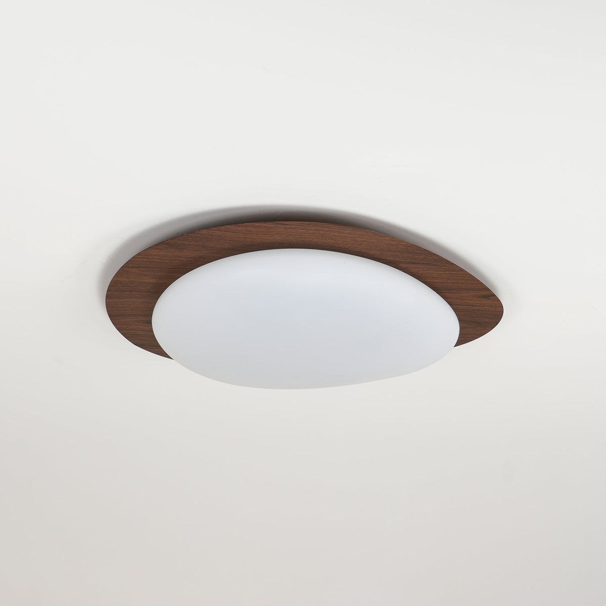 Flush Mount LED Ceiling Light Walnut Wood Finish Oval Pebble Shape for Bedroom Kitchen Hallway Dining Room Living Room | Lonoma