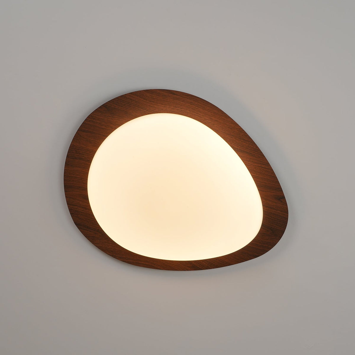 Flush Mount LED Ceiling Light Walnut Wood Finish Oval Pebble Shape for Bedroom Kitchen Hallway Dining Room Living Room | Lonoma
