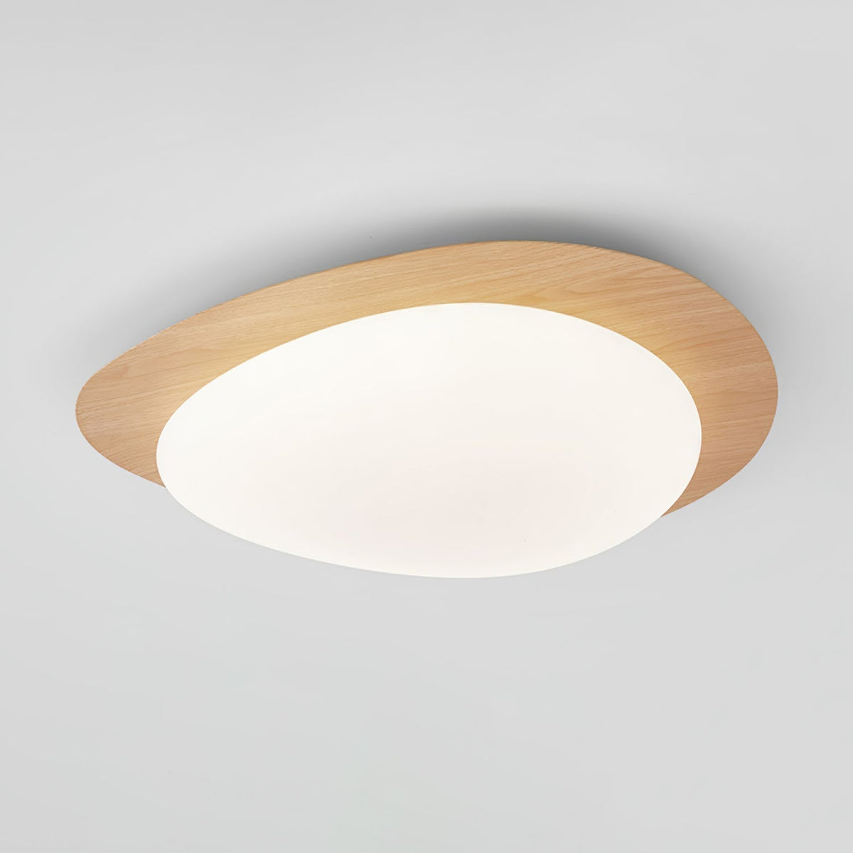 Flush Mount LED Ceiling Light Walnut Wood Finish Oval Pebble Shape for Bedroom Kitchen Hallway Dining Room Living Room | Lonoma