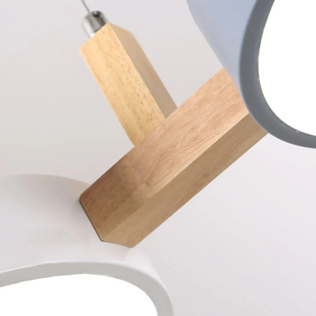 Suspension ronde LED bois et métal 77 cm style macaron ambiance douce eetkamer woonkamer keuken slaapkamer | Koossa