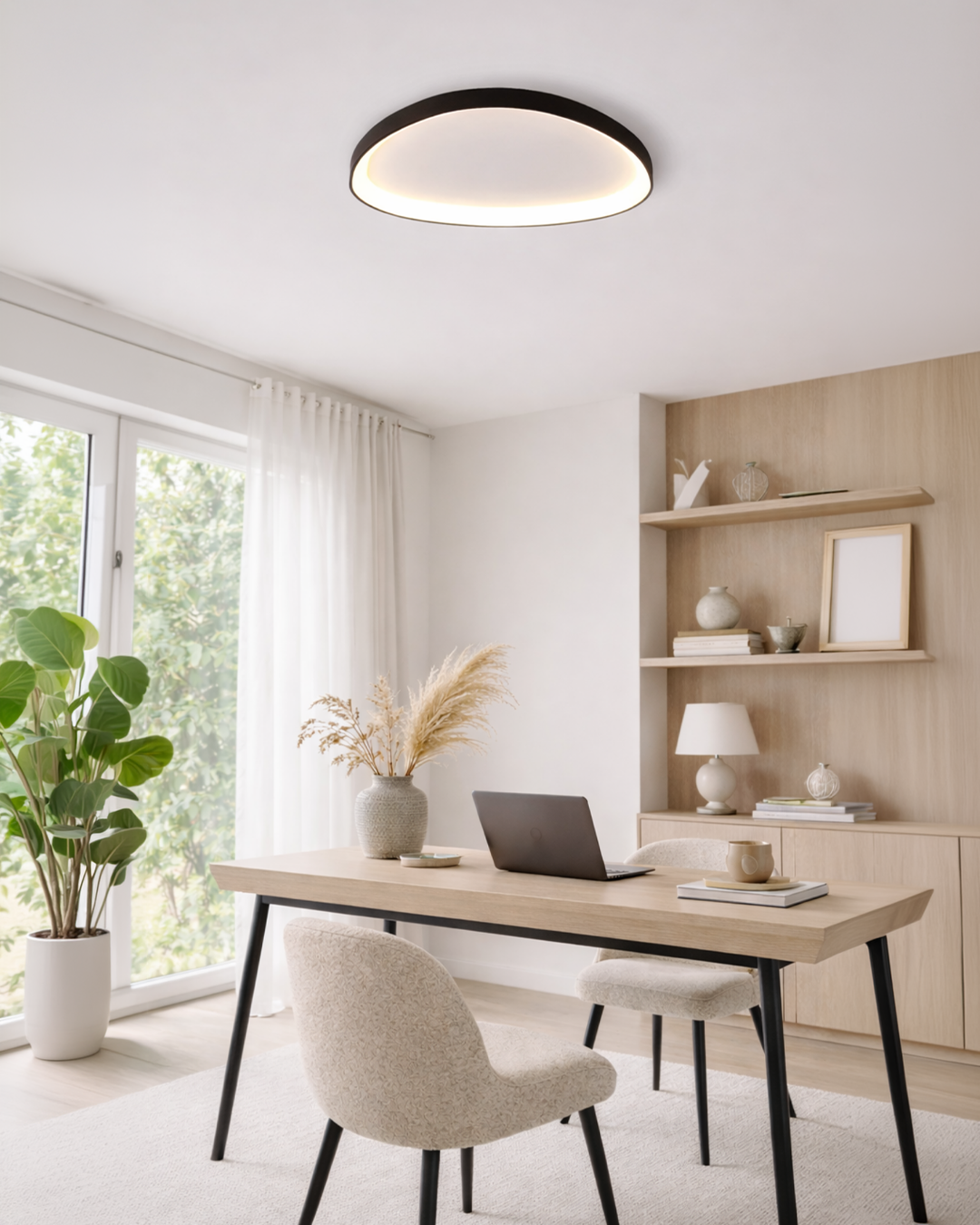 Modern LED Ceiling Light Flush Mount – Dimmable Rectangular Panel with Integrated LED for Living Room, Bedroom & Office | Lonoma