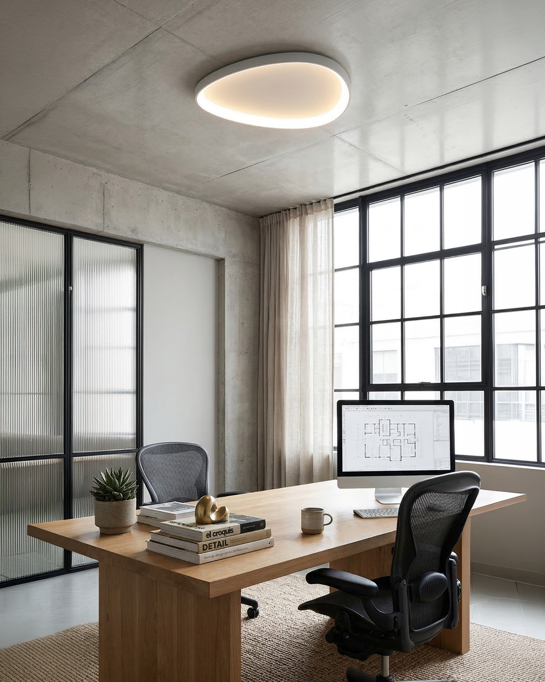 Modern LED Ceiling Light Flush Mount – Dimmable Rectangular Panel with Integrated LED for Living Room, Bedroom & Office | Lonoma