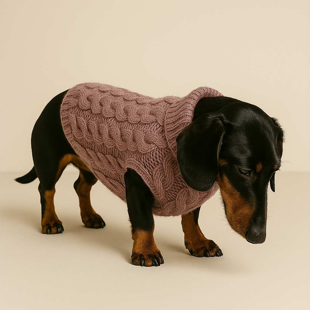 Dog Jumper Cable Knit Cotton Dachshund Sweater Turtleneck Small Dog Winter Pullover Soft Indoor Outdoor Cold Weather Coat | Koossa