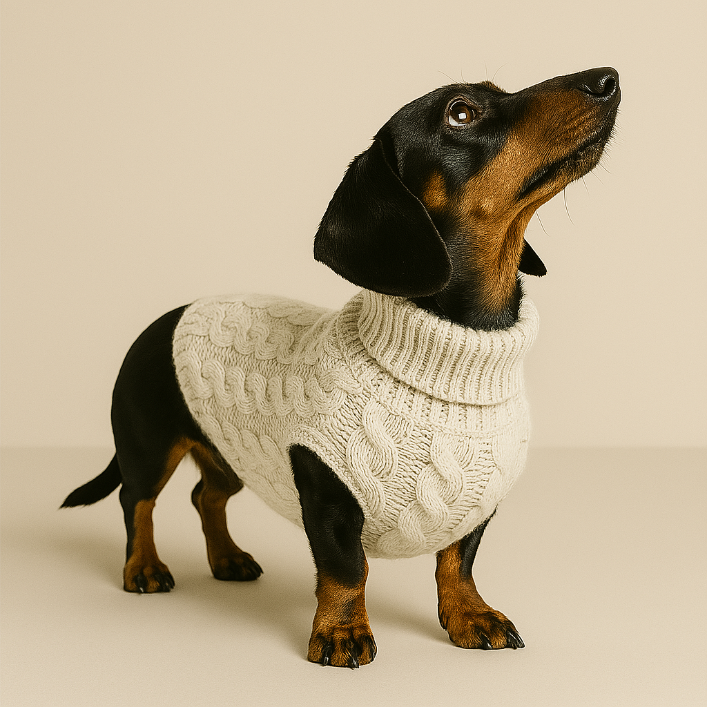 Dog Jumper Cable Knit Cotton Dachshund Sweater Turtleneck Small Dog Winter Pullover Soft Indoor Outdoor Cold Weather Coat | Koossa