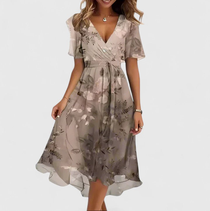 Ava | Womens Floral V Neck Midi Dress