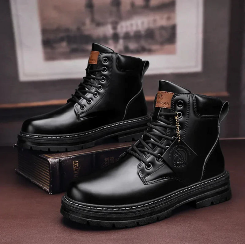 Men's Waterproof Lace-Up Boots — Comfortable All-Weather Ankle Boots with Cushioned Insole & Non-Slip Grip | Koossa