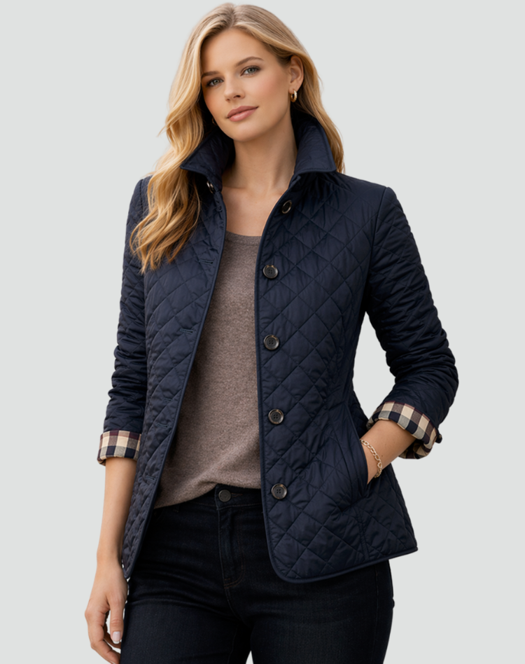 Quilted Button-Front Jacket with Diamond Stitching for Men – Lightweight Padded Coat for Smart Casual Wear, Everyday Outerwear | Lonoma