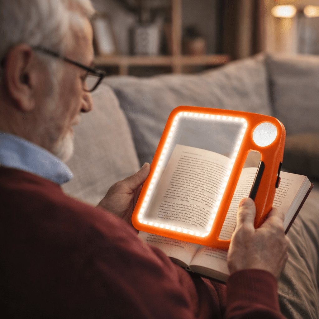 Loupe de lecture éclairée LED rechargeable avec double grossissement 5× et 10× pour lecture confortable séniors | Koossa