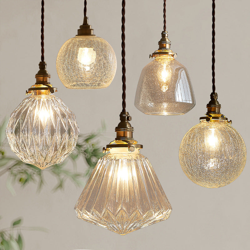 Suspension verre cristal transparent style scandinave rétro E27 15 cm salon salle à manger minimaliste | Koossa