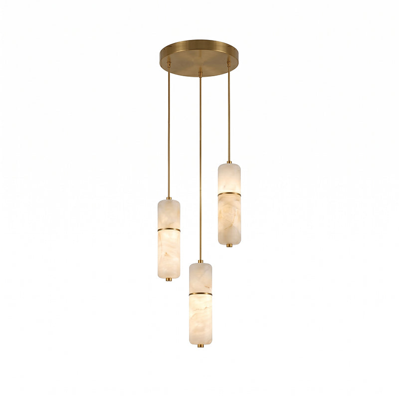 LED Alabaster Pendant Light Brass Finish Adjustable Wire Multi-Light Chandelier for Dining Room Kitchen Island Stairwell | Lonoma