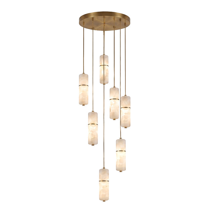 LED Alabaster Pendant Light Brass Finish Adjustable Wire Multi-Light Chandelier for Dining Room Kitchen Island Stairwell | Lonoma