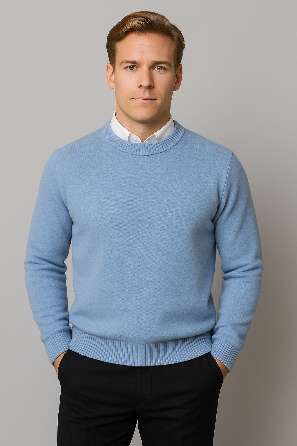 Men's Knit Pullover Sweater with Classic Crew Neckline for Fall and Winter | Versatile Long-Sleeve Top for Office and Weekend Wear | Lonoma