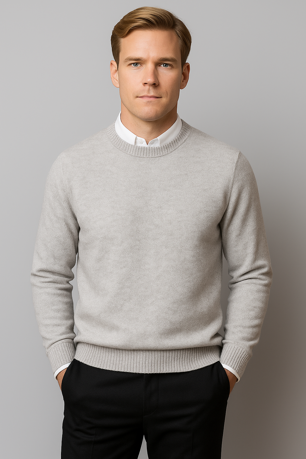 Men's Knit Pullover Sweater with Classic Crew Neckline for Fall and Winter | Versatile Long-Sleeve Top for Office and Weekend Wear | Lonoma