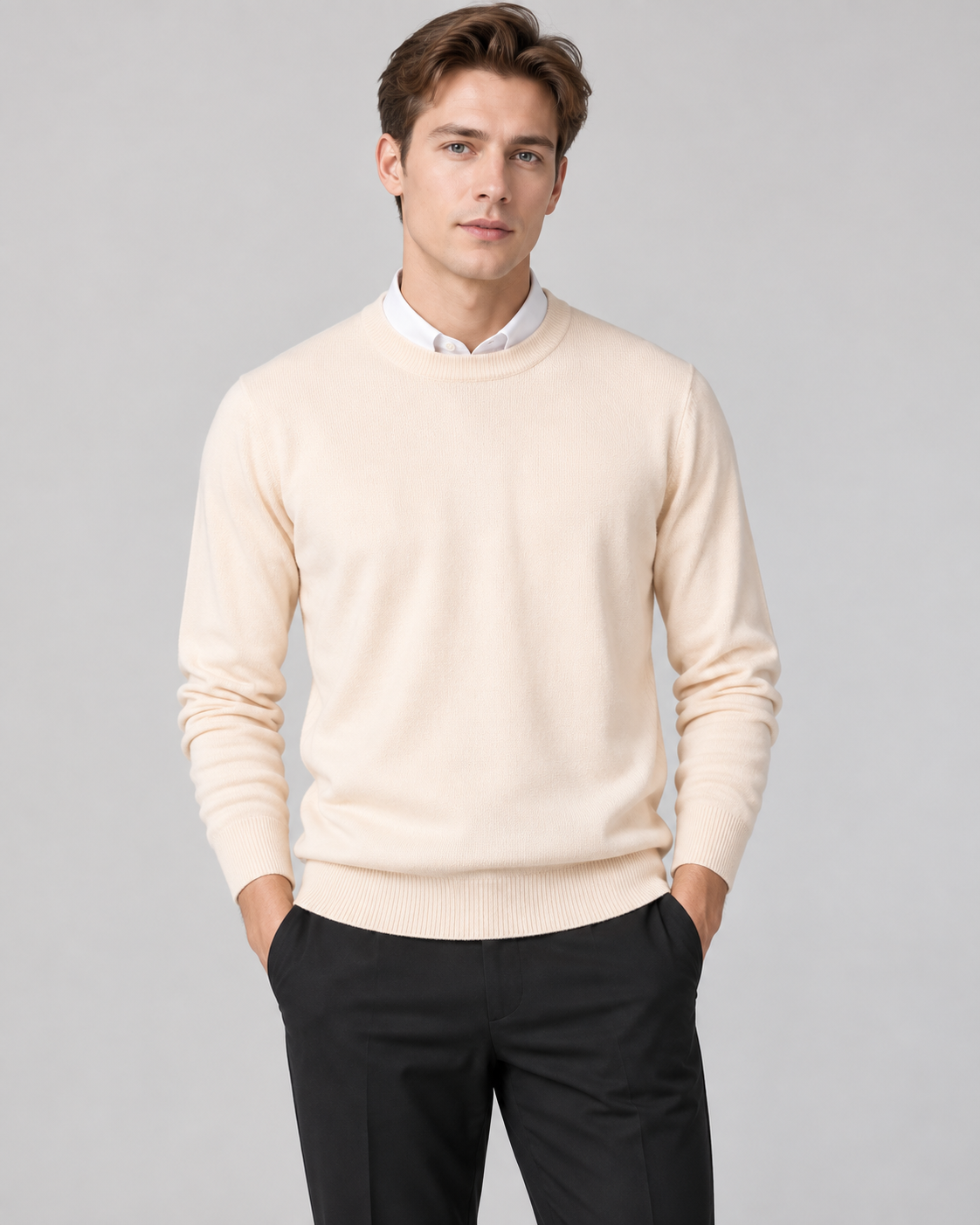 Men's Knit Pullover Sweater with Classic Crew Neckline for Fall and Winter | Versatile Long-Sleeve Top for Office and Weekend Wear | Lonoma