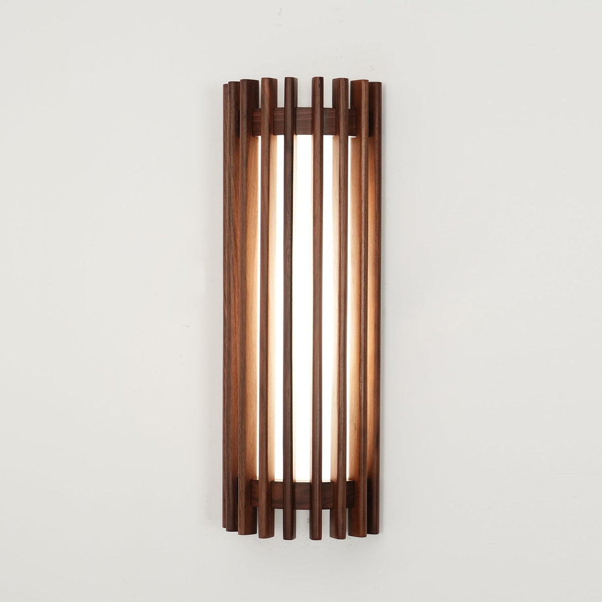 Hardwired Wall Sconce 14 in Walnut Wood Grain with Frosted Acrylic Shade, 10W LED Bedside, Hallway & Living Room Wall Light | Lonoma