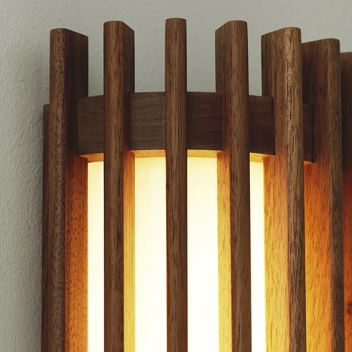 Hardwired Wall Sconce 14 in Walnut Wood Grain with Frosted Acrylic Shade, 10W LED Bedside, Hallway & Living Room Wall Light | Lonoma