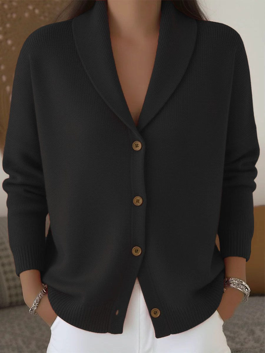 Women's Everyday Knit Cardigan Sweater with Collar and Full Button Front for Layering | Lonoma