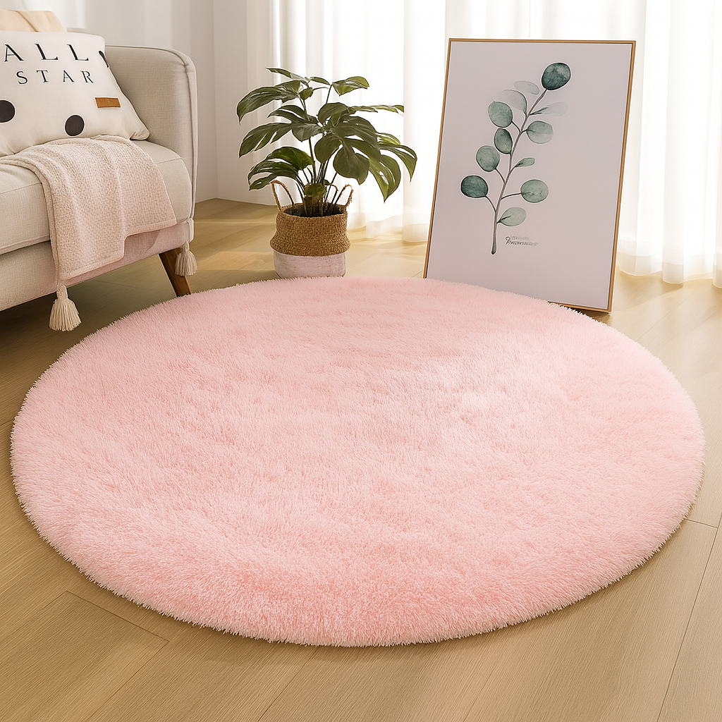 Circular Silk & Wool Area Rug Handwoven Neutral Tones for Living Room Bedroom Modern Home Decor Soft Luxe Floor Covering | Lonoma