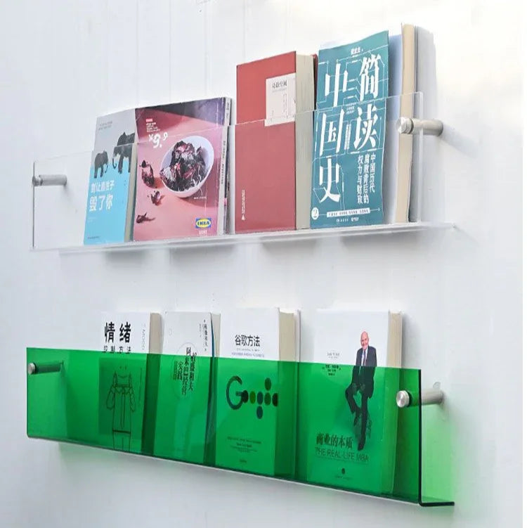 Floating Wall Shelf for Magazines Books Display 16 32 Inch Clear Acrylic Rack Living Room Bedroom Organizer Storage | Lonoma