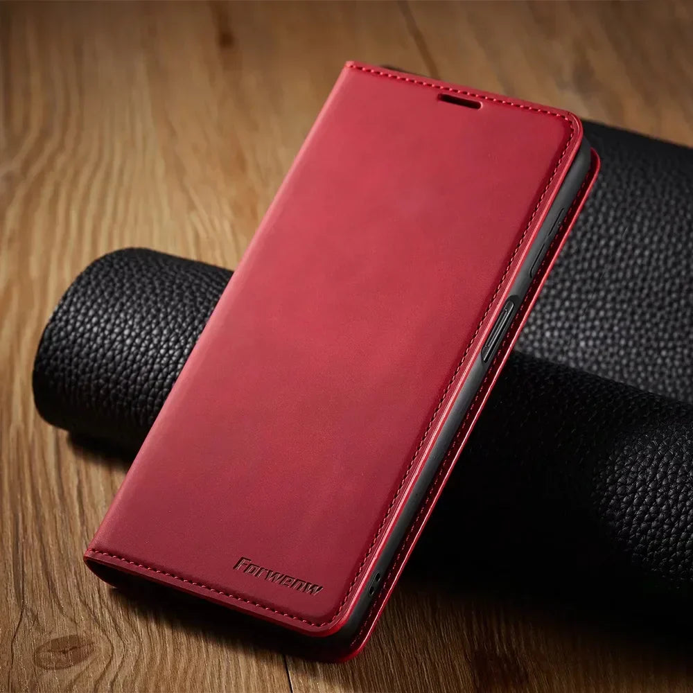 Étui portefeuille en cuir magnétique Samsung avec rabat porte-cartes protection élégante et fonctionnelle | Koossa