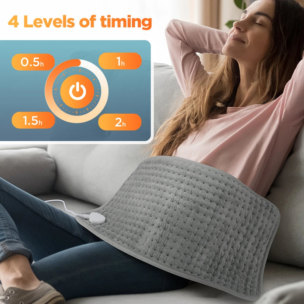 Electric Heating Pad 12 × 24 in with Adjustable Temperature Settings, Fast-Heating Therapy Wrap for Back, Legs, Hands and Shoulders, Soft | Lonoma