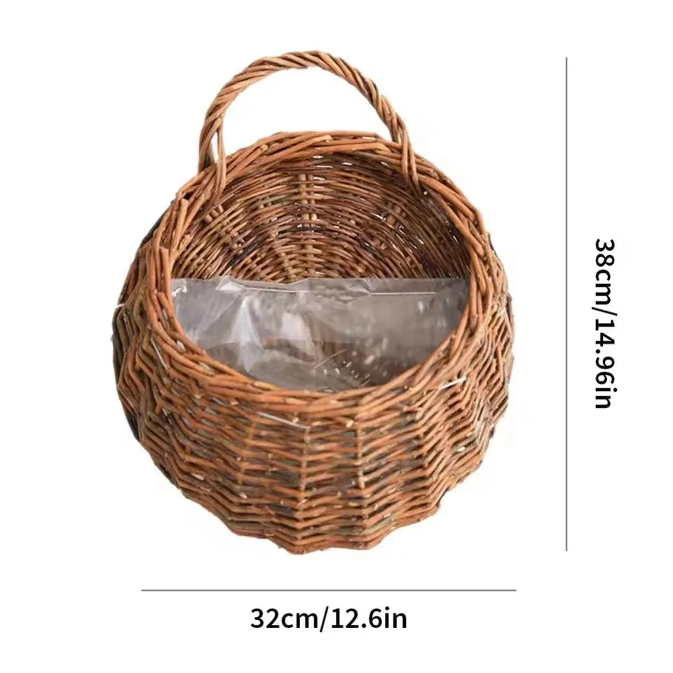Panier suspendu en rotin naturel tressé à la main pour plantes vertes mur intérieur extérieur décoration | Koossa