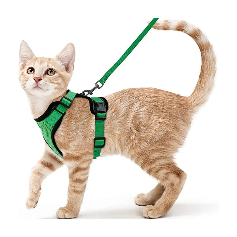 Cat Harness No-Choke Mesh Breathable Adjustable Escape-Proof Vest Kitten Lead Outdoor Walking | Koossa