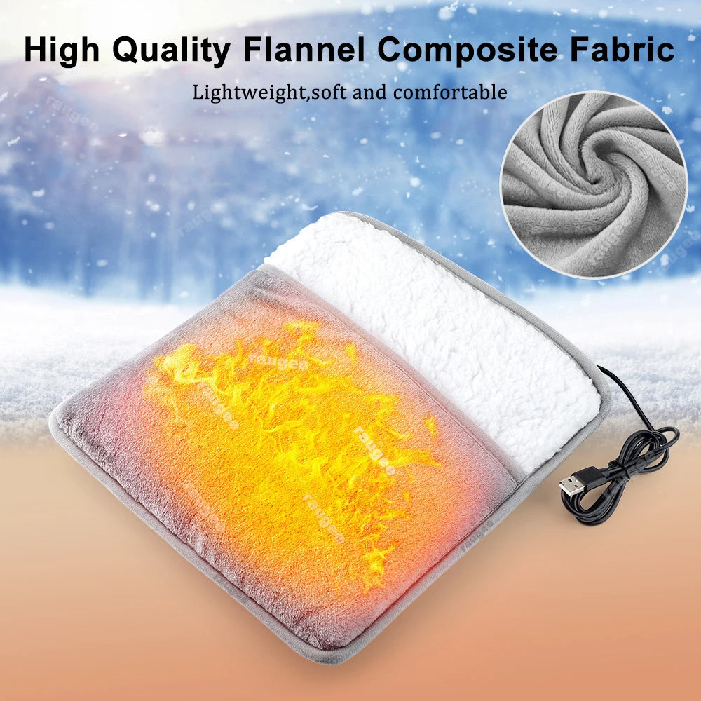 USB Heated Foot Warmer Soft Plush Electric Heating Pad for Cold Feet – Bedroom Office Desk Use Portable Cozy Winter Warming Slipper Pouch | Lonoma