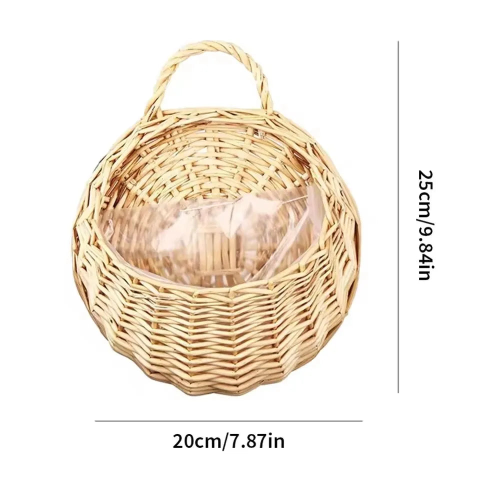 Panier suspendu en rotin naturel tressé à la main pour plantes vertes mur intérieur extérieur décoration | Koossa