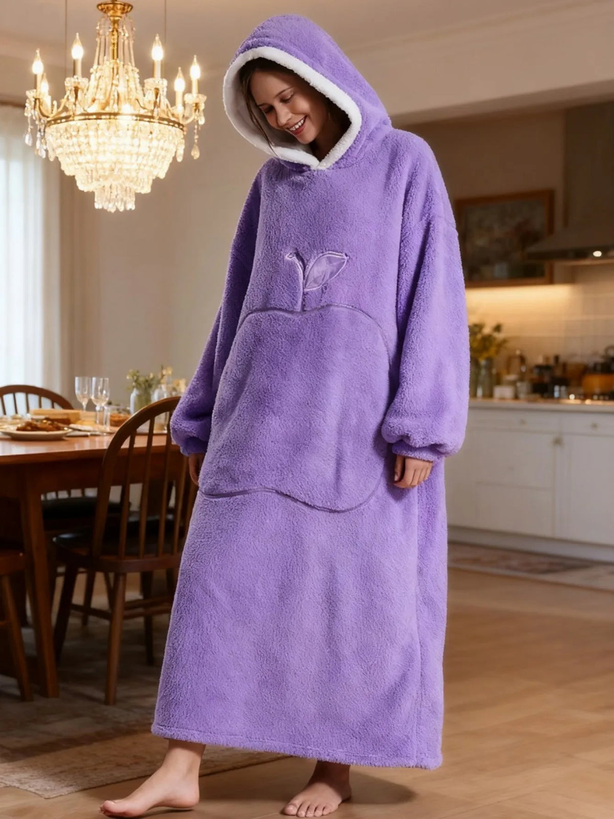 Oversized Hooded Blanket Sweatshirt with Sleeves for Adults - Wearable Sherpa-Lined Fleece Throw Hoodie - Cozy TV Lounge Robe for Men and | Lonoma
