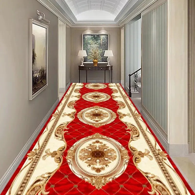 Hallway Runner Rug Soft Low-Profile Non-Slip Backing Foldable for Stairs Entryway Balcony Persian-Style Geometric Print Machine-Washable | Lonoma