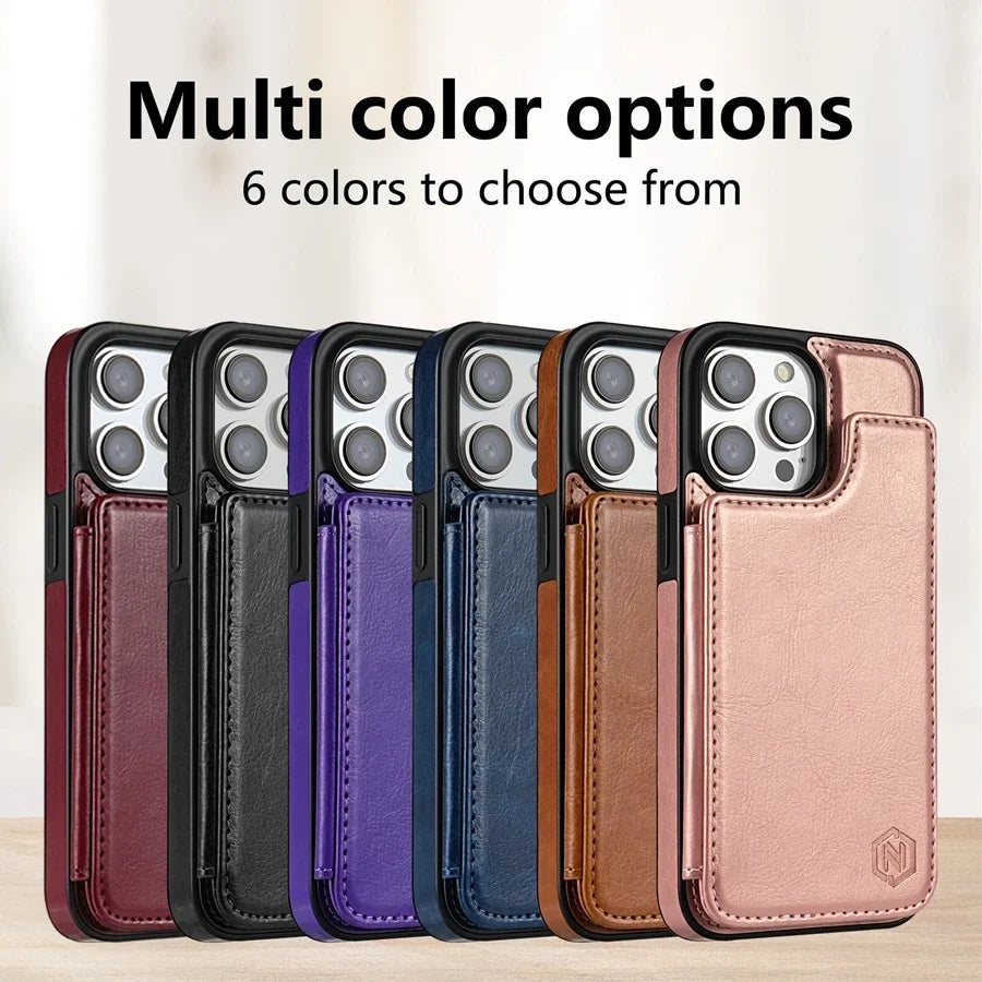 Magnetic Wallet Phone Case with RFID Blocking for iPhone β Premium Faux Leather Flip Cover with Card Slots & Kickstand | Lonoma