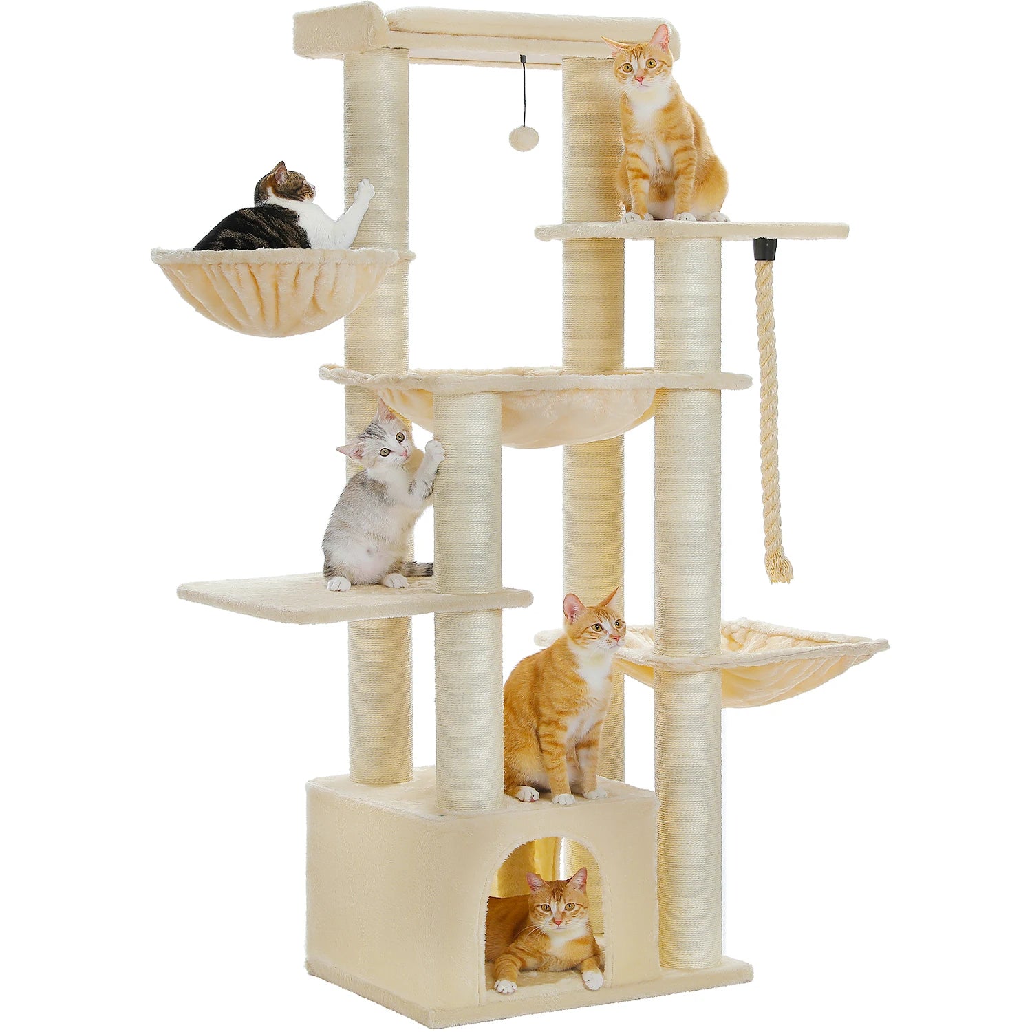 Cat Tree Large 170cm Tall Multi-Level Tower 11 Sisal Posts Steel Frame Hammocks Condo Perch Platform House 6-8 Cats Heavy Duty Climbing Scratching | Koossa