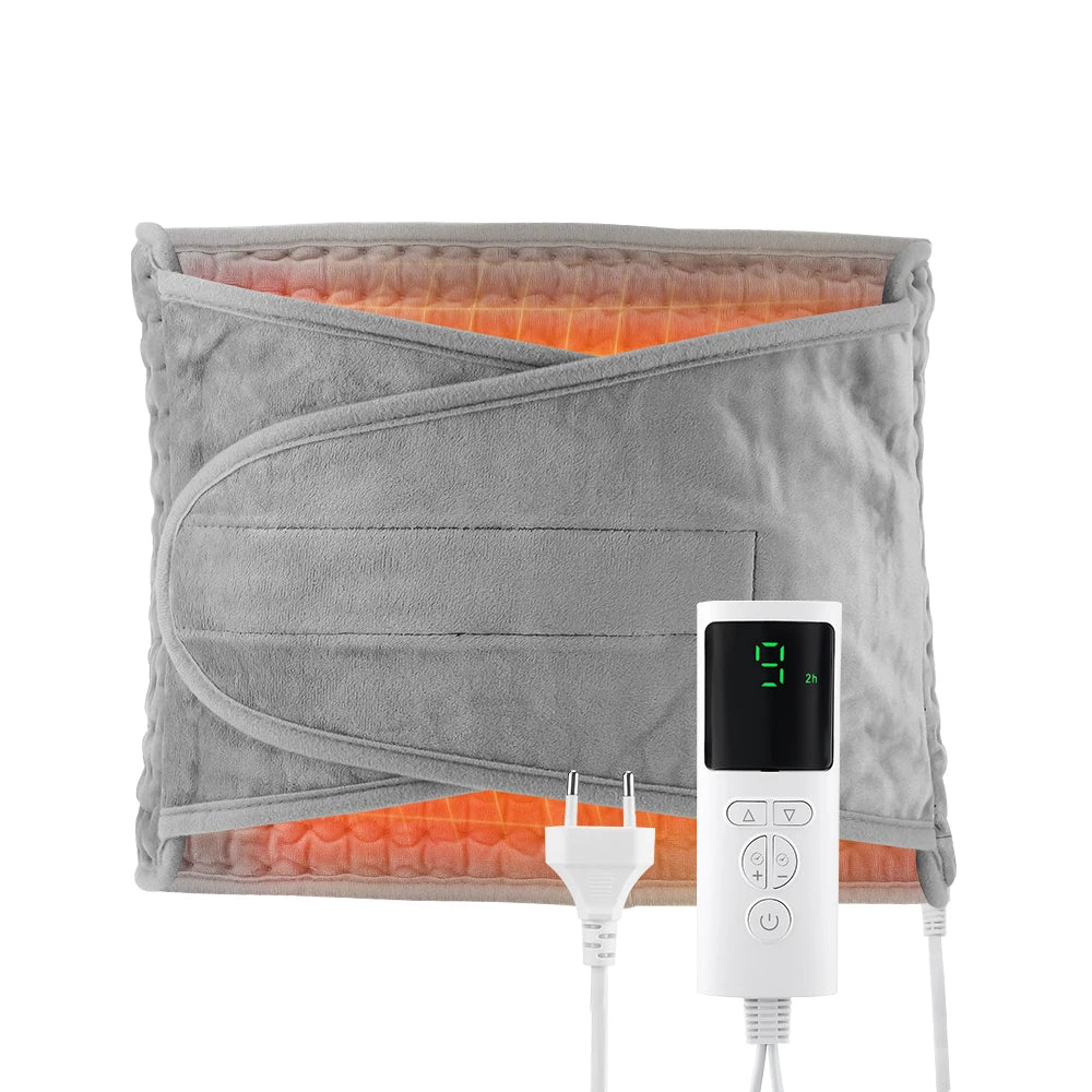 Electric Heating Pad Wrap 75W Silver Gray Microplush Body Warmer Belt for Back Abdomen Legs Hands 9 Heat Settings 4 Timers | Lonoma
