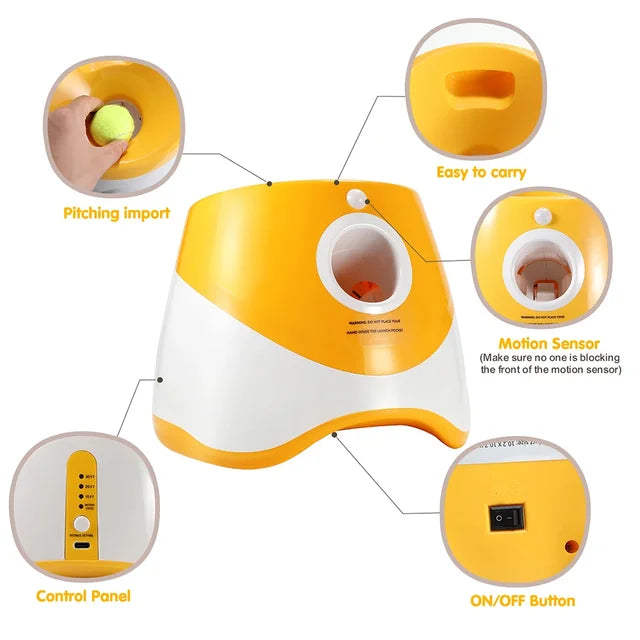 Automatic Dog Ball Launcher Rechargeable Adjustable Distance 3m 6m 9m Interactive Fetch Toy Tennis Ball Thrower Small Medium Large Dogs | Koossa
