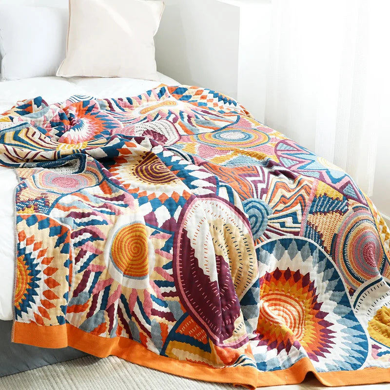 100% Cotton Gauze Throw Blanket Lightweight Breathable All-Season Cover for Couch Bed Sofa Travel 59x79 or 79x90 Inch | Lonoma