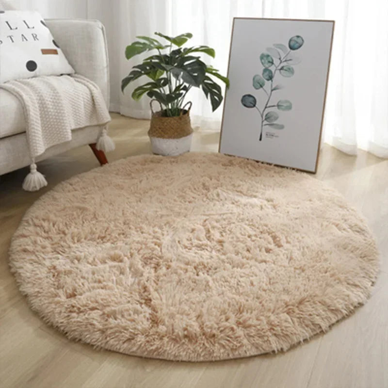 Round Shag Area Rug Plush Circle Floor Mat Ultra Soft High Pile Fluffy Carpet for Bedroom Living Room Kids Playroom Nursery Home Accent | Lonoma