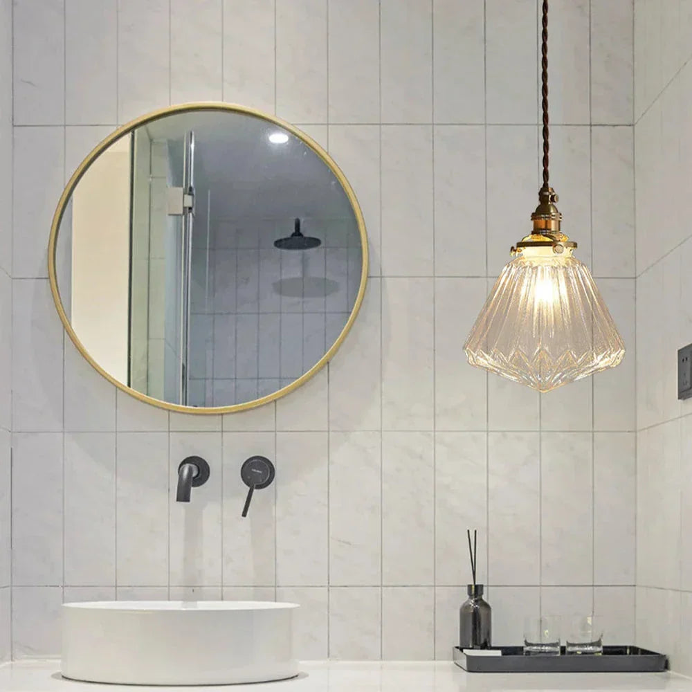 Suspension verre cristal transparent style scandinave rétro E27 15 cm salon salle à manger minimaliste | Koossa