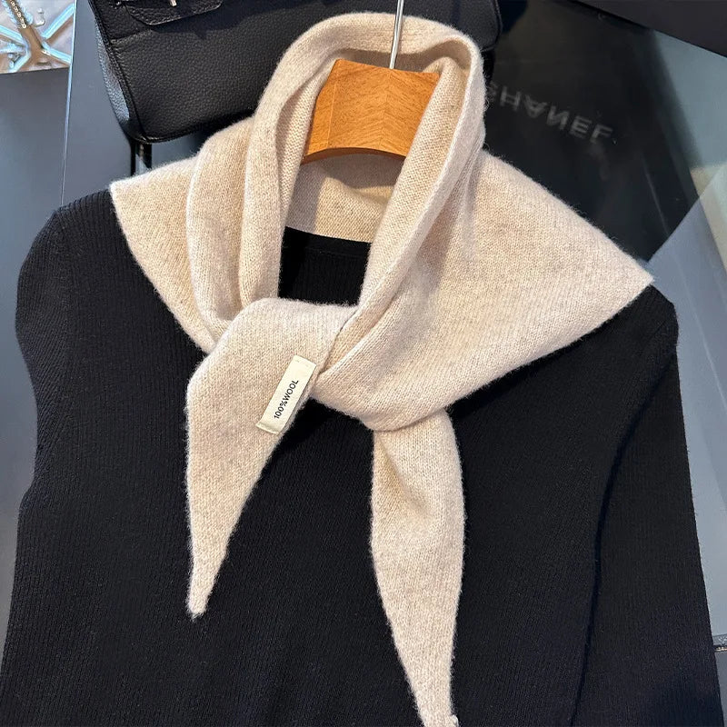 Triangle Wool Scarf for Women – 100% Pure Wool Winter Wrap Shawl with Solid Color Design for Cold Weather | Lonoma