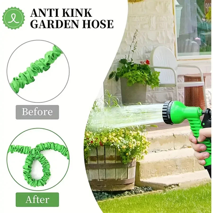 Tuyau d'arrosage extensible 7,5 à 60 m avec pistolet 7 fonctions pour jardin terrasse et nettoyage extérieur | Koossa