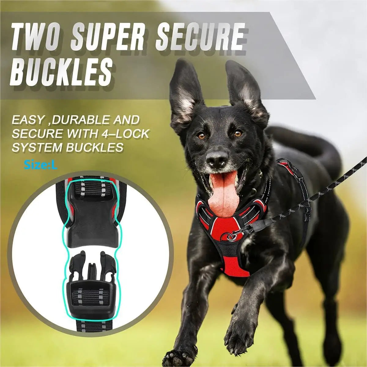 Dog Harness No Pull Front Clip Reflective Heavy Duty Handle Large Medium Adjustable Padded Vest Walking Training | Koossa